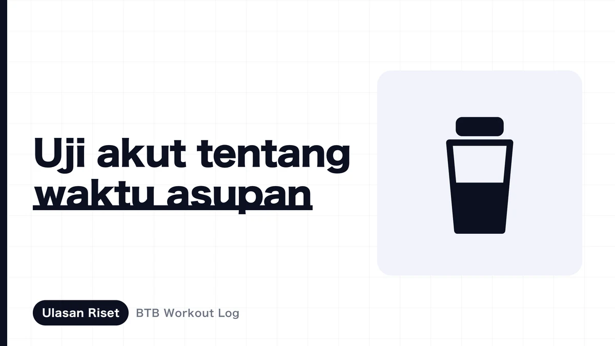 Gambar yang menunjukkan waktu asupan nutrisi sebelum dan sesudah latihan otot menggunakan dua shaker dan sebuah jam