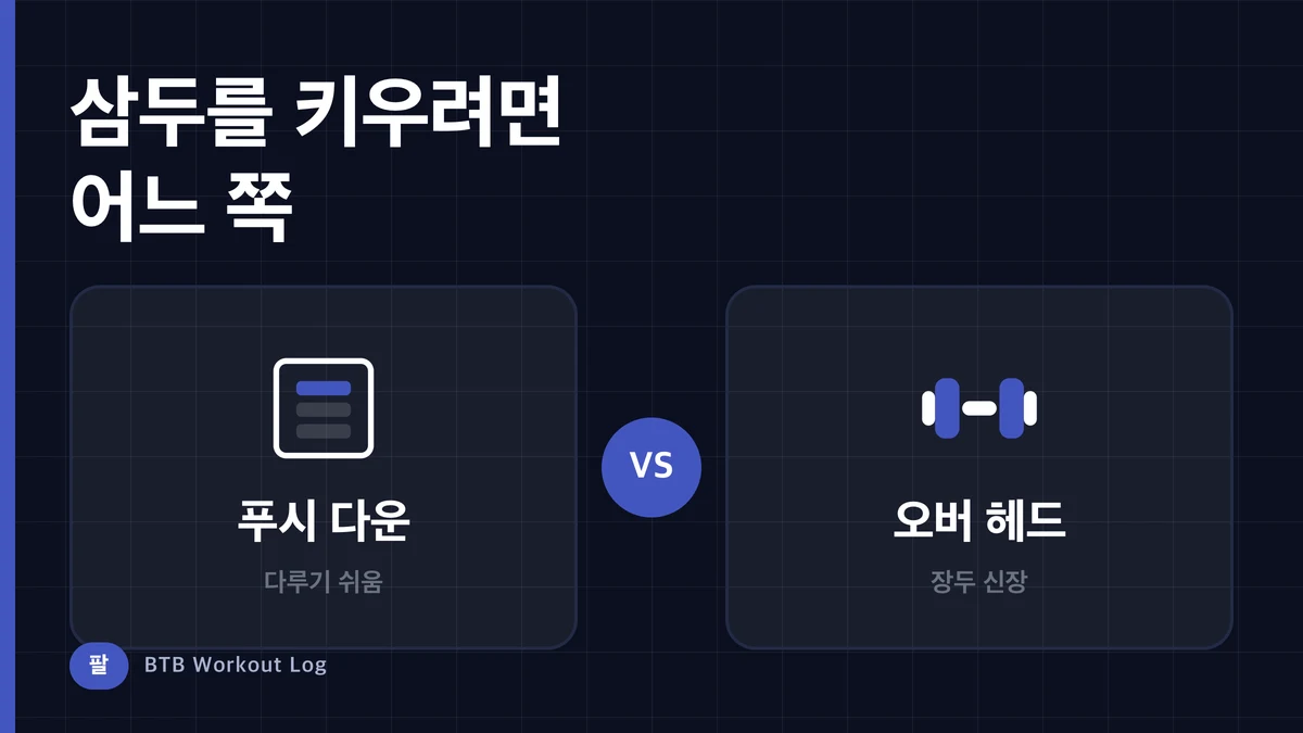 프레스다운 vs 오버헤드 익스텐션 | 삼두근을 키우려면 어떤 운동이 더 좋을까?