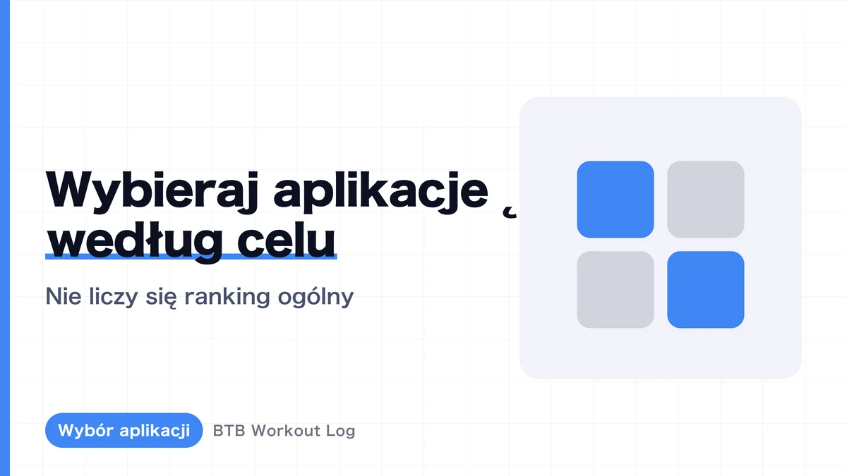 Ikona BTB Workout Log oraz ekrany zapisu treningu, zmian objętości i analizy serii według partii mięśniowych